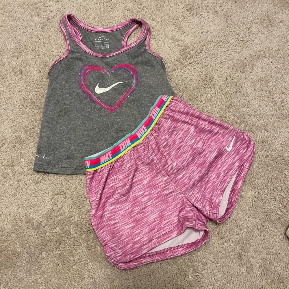 Nike tank top and shorts set for girls.